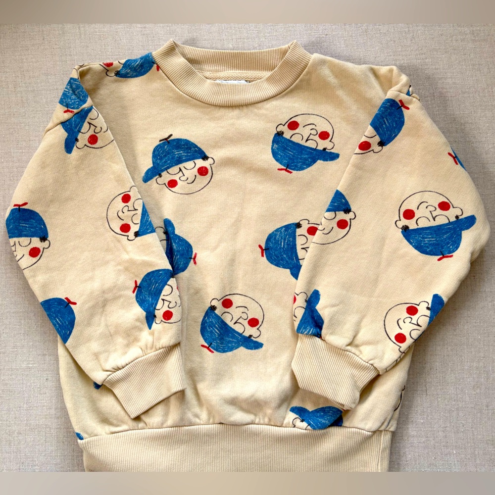 Bobo Choses Boy All Over Cream Sweatshirt Size 4-5